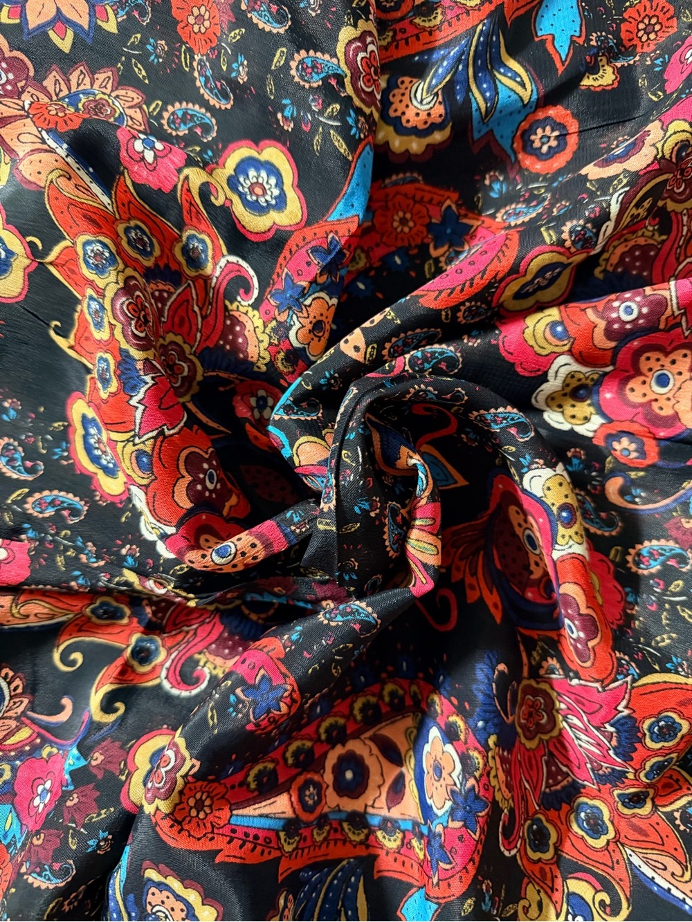 5.47 Yds Luxurious Boho Multi color Print Moss Crepe 47” Wide Elegant Fabric